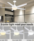 53 Inch Ceiling Fan With Lights And Remote For Bedroom And Living Room, Modern White Indoor Ceiling Fan in a kitchen setting