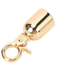 Gold zinc alloy bell-shaped rope end snap hook for leather craft use, part of 10 Pack Top Shelf Gold Rope End Snap Hooks, No Sweat Zinc Alloy Fastener Set With Screws.