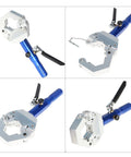 Hydraulic A C Hose Crimper Tool with 7 Die Set, Hydra Krimp 71500 Kit in blue and silver aluminum for precise air conditioning repair