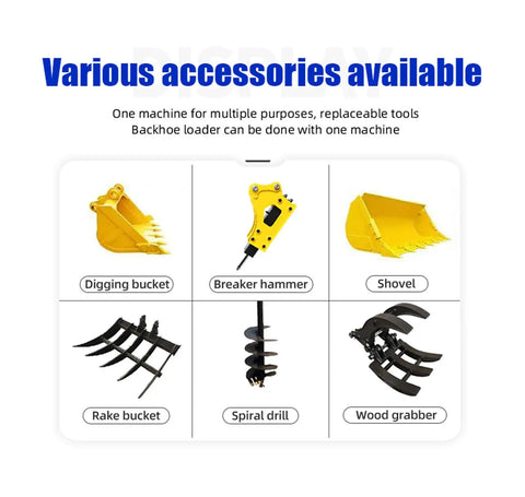 Image showing accessories for Workhorse Backhoe Loader For Pro Construction And Farming Use With Front Loader And Backhoe Attachments
