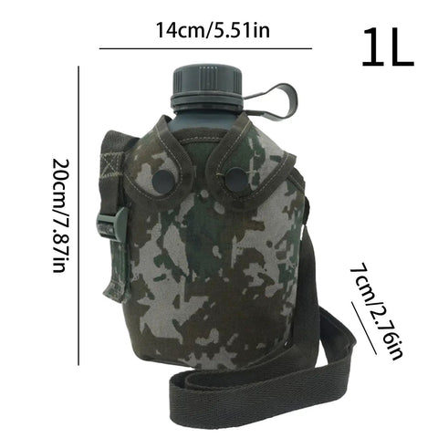 Camouflage Insulated Water Bottle 1L With Strap And Thermal Lining Rugged Aluminum Hydration Flask For Hiking And Climbing Adventures