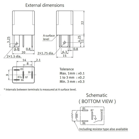 Pack Of Four 12V DC Automotive Relay With Four Pins, Multipurpose SPST Plug In Relay, OEM Style Replacement Compatible With CM1-aF-12V CM1a-R-12V-H78, Durable Auto Relay For Wiring Harnesses And Electrical Systems dimensions schematic