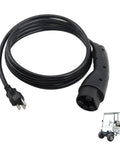 Rugged Golf Cart Charging Power Cord Straight Up Reliable 120 Volt 3 Pin Replacement Charge Cable Assembly For Evolution Icon Ev Models, black cable with plug.