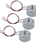 Tiny 5V DC Motor 6000 RPM With Wire Pack Of 3 For DIY Toys And Experiments showing three motors with attached wires