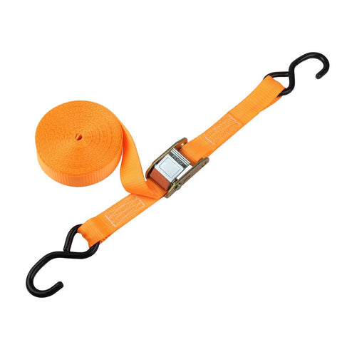 One Inch Ratchet Tie Down Straps Set Of Four For Cargo Kayaks On Roof Racks Or Truck Bed With Heavy Duty Coated S Hooks And Cam Buckles