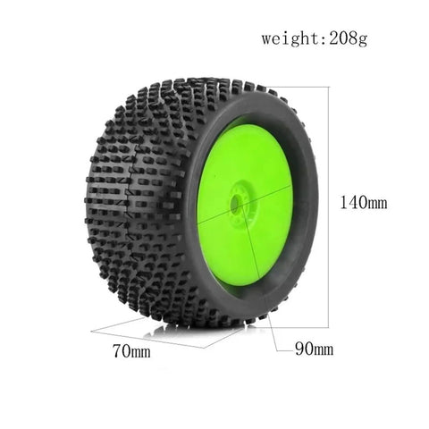 Grippy 140mm Off Road RC Tire Set For 1/8 Buggy With 17mm Hex Wheels White Deep Self Cleaning Tread Rubber Compound