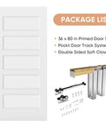 36 By 80 Inch Sliding Pocket Door Kit With Track Hardware And Frame, White Paintable Door Slab Included, Soft Close Mechanism