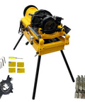 Heavy Duty Electric Pipe Threader Machine With Npt And Bspt Dies For Half To Four Inch Pipe 750 Watt 220v Motor showing tools and attachments.