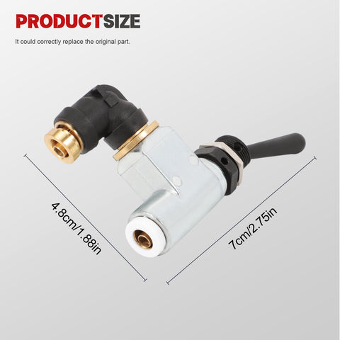 Air Toggle Switch Pneumatic Control Valve Direct Replacement For Peterbilt Kenworth International LT Series Trucks One Quarter Inch Port 379 389 Easy Install Air System Upgrade, product dimensions shown.