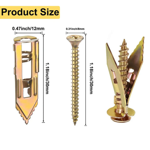 160 Pcs Self Drilling Drywall Anchors With Screws Kit for Cabinets, Shelves, Curtain Rods, Bicycles, No Drill or Holes In Wall