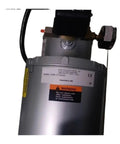 Heavy Duty One-Color 1HAE-11T-M104X Oil-Free Air Compressor motor side view with warning labels and manufacturer details.