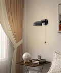 Industrial Style Wall Sconce With Pull Chain Switch Up Down Adjustable Metal Shade Retro Bedside Light For Mirror Bedroom Bathroom Hallway E26 E27 Socket Bulb Not Included LED CFL Compatible, black metal shade on wall