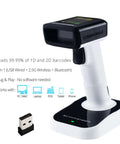 Portable Bluetooth 1D And 2D Barcode Scanner With LCD Display And Stand, Cordless Handheld Gun For Inventory, No Software Needed
