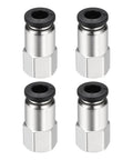 Easy Snap Push To Connect Fittings Pack For 0.24 Inch Tube With One Eighth Npt Female Thread Nickel Plated Brass Black Pneumatic Quick Connect Adapters For Air Lines Straight Style 4 Pack