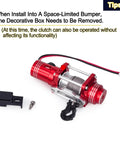 Sick Simulated Electric Winch Made From CNC Aluminum Alloy For 1 10 Rc Crawler Upgrade Parts With Realistic Red Finish and Synthetic Rope.