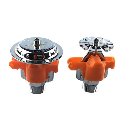 Heavy Duty Copper Esfr Fire Sprinkler Head Built Like A Tank For Rock Solid Blaze Control And Quick Activation Features, with chrome and orange details.