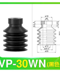 Top Rated 5 Pcs VP10~50 Series Vacuum Sucker Silicone Nozzle Set Precision Fit VP-30WN black silicone nozzle dimensioned for automation.