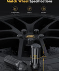 24 Piece M14x1.5 Lug Nuts Replacement For Silverado Suburban Traverse F150 Yukon Sierra 1500 XT5 XT6 Black with wheel specs