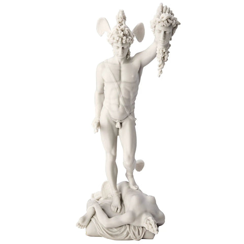 Perseus Beheading Medusa Statue White 12 Inch Greek Gods Figurine Resin Hero Battle Scene Decor Classical Art Replica Collectible Gift