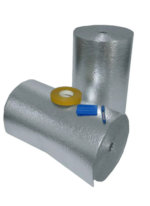 Reflective Garage Door Insulation Kit For One Car Pre Cut For 8 Panel Doors With R8 Rating One Quarter Inch Thick And New Super Heavy Duty Double Sided Foam Tape Fits 8x7 8x8 9x7 9x8 Single Doors Silver Easy Install