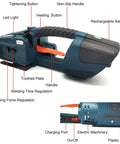 Heavy Duty Electric Welding Strapping Tool For PP PET Bands with battery, buttons, non-slip handle and electric machinery features.