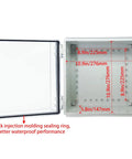 Rugged IP67 Waterproof ABS Junction Box With Hinged Clear Cover And Stainless Steel Latch, Includes 2 PG13.5 Cable Glands, Mounting Plate And Wall Bracket, Weatherproof Electrical Enclosure For Indoor Outdoor Use, 10.9in