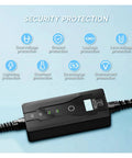 Heavy Duty Portable EV Charger With A Hella Durable IP67 Waterproof Build And Top Notch Safety Guards, showing security protection features.