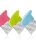 Luomorgo stainless steel crinkle cutter set; 3 wavy blades with pink, lime green and blue handles