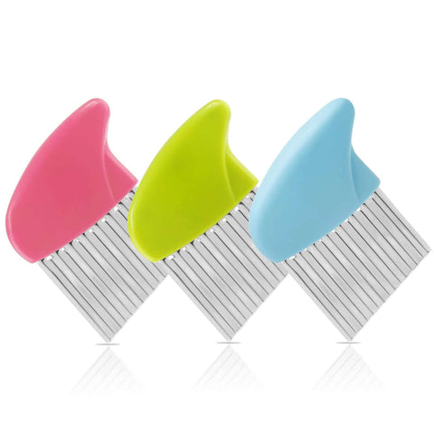Luomorgo stainless steel crinkle cutter set; 3 wavy blades with pink, lime green and blue handles