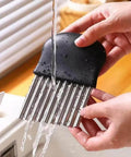 Crinkle cutter with black handle and stainless steel blade for making French fries