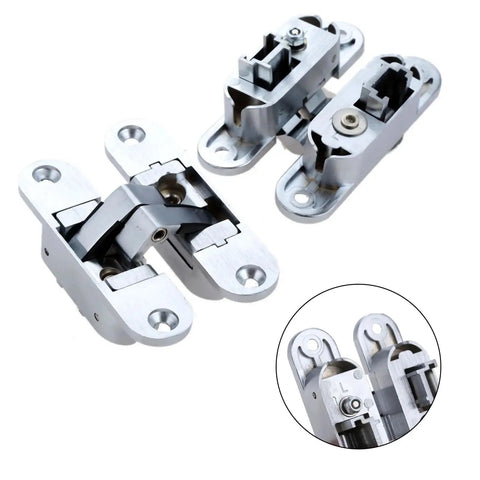 Two Piece Heavy Duty Zinc Alloy Hidden Hinges For Furniture 23 By 95 Millimeter showing detailed mechanism and design.