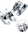 Built Tough Zinc Alloy Hidden Hinges For Furniture Pair Slick Invisible Concealed Folding Counter Door Right Side 23 X 95mm Comes Loaded With Mounting Screws Quick Install Smooth Swing with detailed view showcasing installation options.