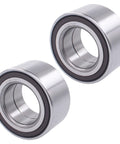 Pack Of 2 Front Wheel Bearings For Honda Odyssey 2005 To 2010, CRV 2007 To 2016, HRV 2016, Acura MDX RLX 2014 To 2017, RDX 2007 To 2017 Front Wheel Hub Bearing Replacement Set, showing two metal bearings in close-up view.