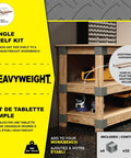 Beefy DIY Workbench Hardware Kit With 24-Inch By 48-Inch Base, 500-Pound Capacity, showing shelf addition option.