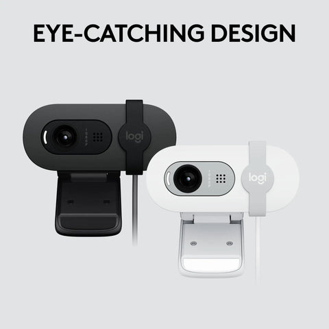 Hella Crisp Full Hd 1080p Webcam For Streaming And Remote Meetings Boasting Auto Light Correction Built In Privacy Slider in black and white.
