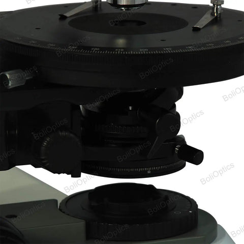 Pro Grade 50X To 1000X Trinocular Polarizing Microscope With Dual Halogen Lighting And Infinity Plan Achromatic Objectives For Petrology Geology Laboratories Medicine Biology PL13010333 stage and focus controls