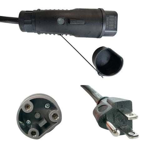 Y-30 Golf Cart Charging Power Cord Built Like A Tank 14 Awg Heavy Duty Workhorse For Coleman Dr48v And Kandi Agm Kruiser 4P Black 16 Ft ETL Listed power connector detail.