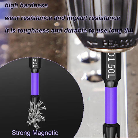 Heavy Duty Magnetic Screwdriver Bit Kit With 12 Pcs Super Tough D1 Alloy Steel Impact Resistant Bits For High Stressed Jobs And Non-Slip Toothed Grip That Handles Any Messy Project Like A Champ, magnetic 50L bit for screws
