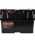 Hella Tough Group 24 27 Battery Box With Badass Double Strap Lockdown For 12V 24V Agm Lithium Marine Trolling Motor Rv Camper Solar Power Systems in black.