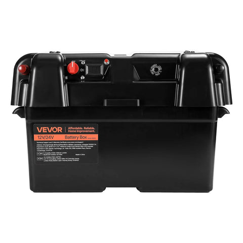 Hella Tough Group 24 27 Battery Box With Badass Double Strap Lockdown For 12V 24V Agm Lithium Marine Trolling Motor Rv Camper Solar Power Systems in black.