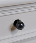 Top Tier Black Marble Cabinet Knobs And Round Drawer Handles 1 Inch Diameter 10 Pack Solid Aluminum Alloy No Sweat Mount Screws Included on white drawer.