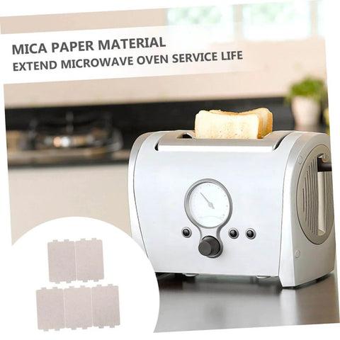Toaster with Five Pack Heat Resistant Mica Sheets For Microwave Ovens Replacement Insulation Plates Universal Waveform Guide Sheets