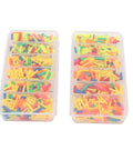 Cool Heat Shrink Tubing Kit With 250 Pieces In Colorful Sleeves For Fishing And Tackle Organization, Complete Portable Case Keeps Gear Safe And Easy To Grab While Out On The Lake. Two clear organizer cases with multicolor heat shrink tubes for fishing tackle.