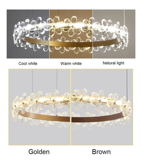 Modern LED s Gold Living Room Light Nordic Crystal Pendant Lighting for Bedroom Kitchen Lustre Moderno in cool white and warm white.