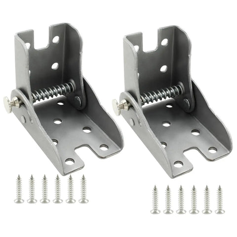Heavy Duty Folding Table Leg Hinge Replacement Brackets Rock Solid Steel Support For Patio Or Picnic Tables, Silver finish, includes screws.