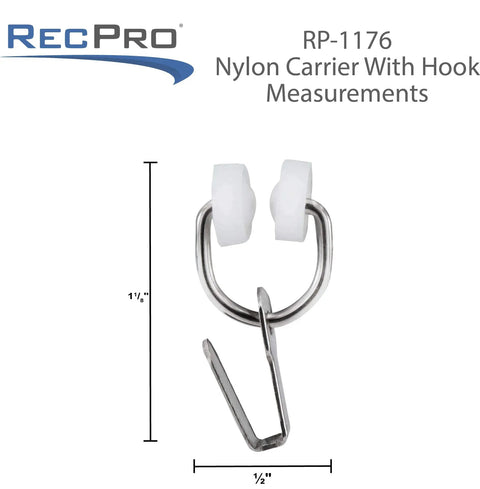 RV Curtain Carrier Hooks With Nylon Wheels And Metal Ring For I Beam Track Rod Smooth Gliding Curtain Rod Accessories No Fuss Easy Install 14 Or 20 Pack With Optional End Stops, 1/2 in
