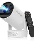 Ultra Portable Mini Projector With WiFi And Bluetooth 4K Ready 170 ANSI Auto Keystone 5W Soundbase, white body with remote control