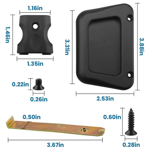 A187 Sliding Screen Door Pull Handle Replacement Kit With Hardware showing dimensions and components for easy install.