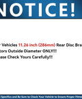 Notice for Rear Brake Kit With 11.26 Inch Rotors And Ceramic Pads For Subaru compatibility check.