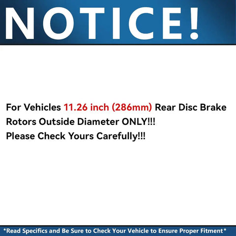 Notice for Rear Brake Kit With 11.26 Inch Rotors And Ceramic Pads For Subaru compatibility check.